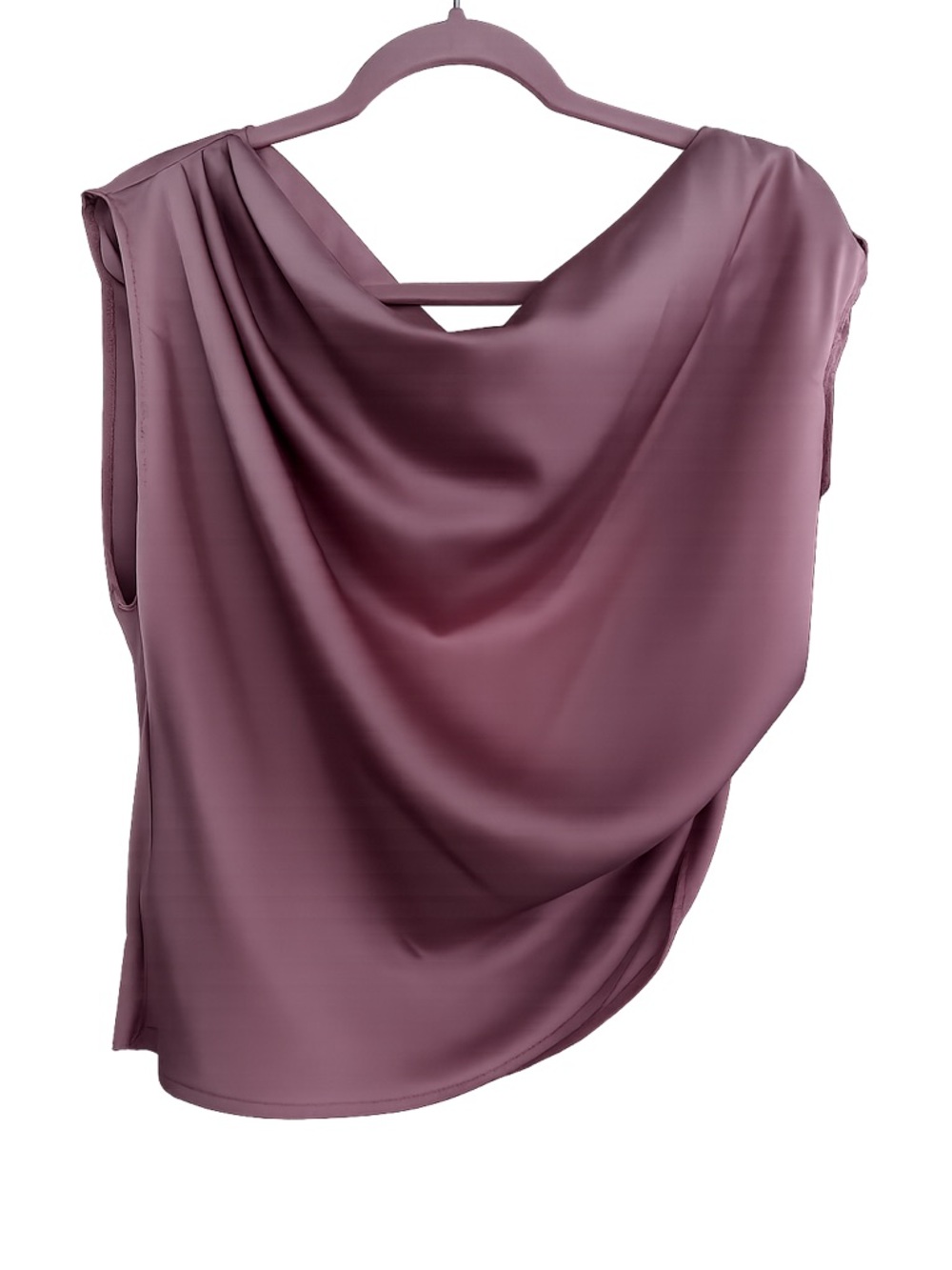 SHEIN Baby Pink Draped Cowl Neck Sleeveless Blouse